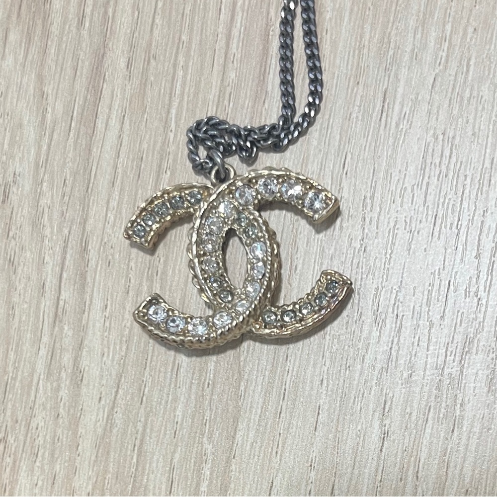 CHANEL Crystal-Embellished Gold and Silver Necklace